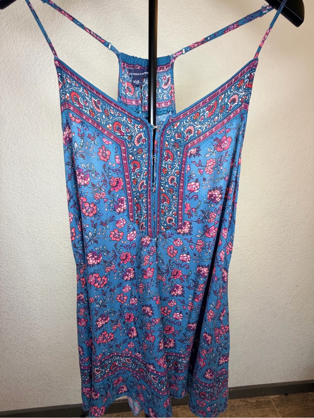 American Eagle Blue Floral Spaghetti Strap Sundress